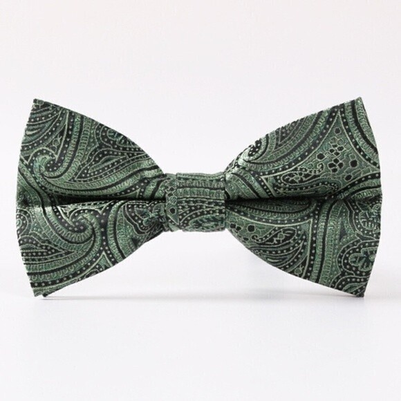 Bow Tie Light Green Paisley Adjustable - Picture 1 of 1